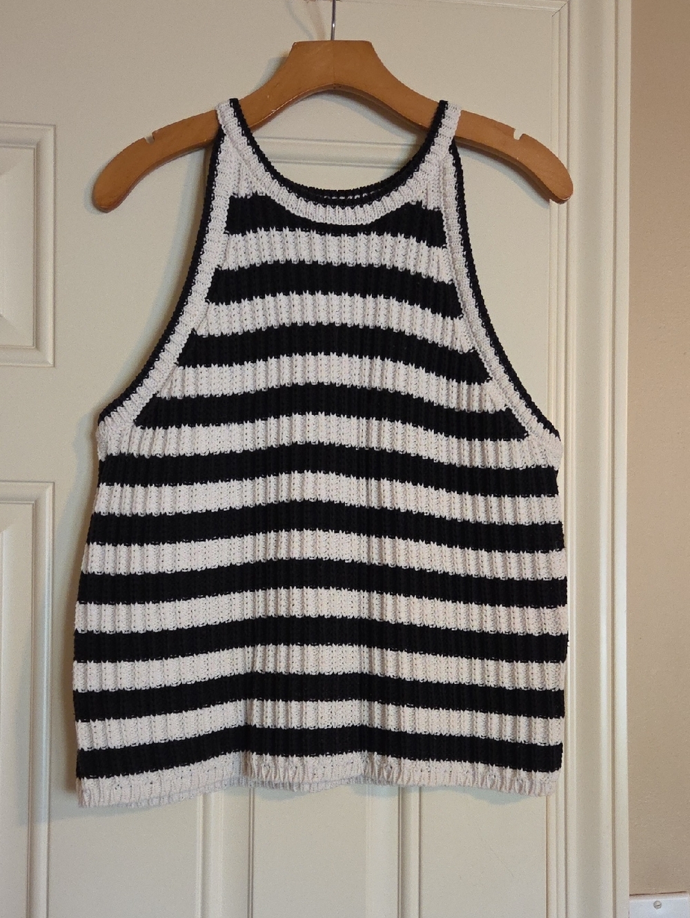 a new day Black and White Striped Knit Tank